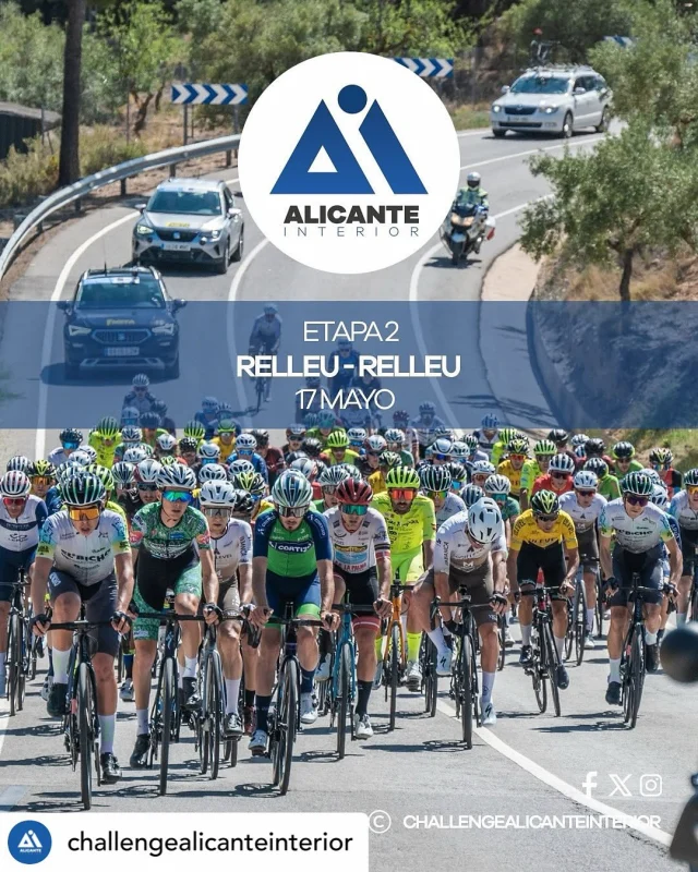 Posted • @challengealicanteinterior ETAPA 2 |
RELLEU - RELLEU
🏁 144,3km
⬆️ +2.599m desnivel

Durísima segunda etapa que aunque no cuenta con grandes puertos puntuables será la que más de nivel acumule con continuos sube y baja, repechos… una exigente jornada para nuestros participantes de la #ChallengeAlicanteInterior

Challenge Alicante Interior 2025
📆Viernes 16 de Mayo: Castalla-Ermita Sant Antoni
📆Sábado 17 de Mayo: Relleu-Relleu
📆Domingo 18 de Mayo: El Campello-El Campello
@aytocastalla
@turismocastalla 
@ciclismecastalla 
@diputacionalicante 
@costablancaorg 
@comunitatesport